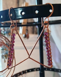 Image 3 of Triangular Granet Copper Earring❤️