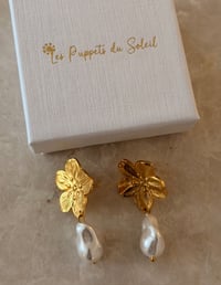 Image 1 of Flower Drop Earrings Stainless Steel 