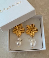 Image 2 of Flower Drop Earrings Stainless Steel 