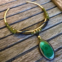 Image 1 of Malachite Brass Choker Necklace