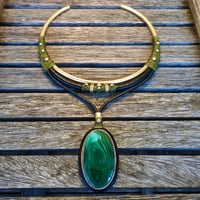 Image 2 of Malachite Brass Choker Necklace