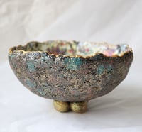 Image 3 of Handmade Paper Mache Bowl with Oriental Floral Design