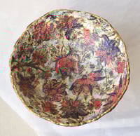 Image 2 of Handmade Paper Mache Bowl with Oriental Floral Design