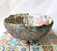 Image 1 of Handmade Paper Mache Bowl with Oriental Floral Design