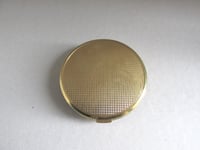 Image 8 of Vintage Melissa Powder Compact, Black Top with Iridescent Embellishment c. 1960s, with pouch