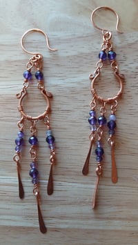 Image 1 of Amethyst Copper Chandelier Earrings💜