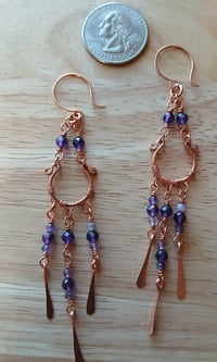 Image 2 of Amethyst Copper Chandelier Earrings💜