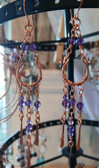Image 3 of Amethyst Copper Chandelier Earrings💜
