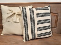 Image 3 of Cream Quilted/bow tie throw pillow 16x16