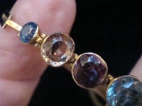 Image 3 of EDWARDIAN 9CT HARLEQUIN MULTIGEM ZIRCON TOURMALINE TOPAZ SAPPHIRE BRACELET