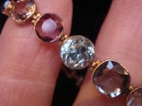 Image 6 of EDWARDIAN 9CT HARLEQUIN MULTIGEM ZIRCON TOURMALINE TOPAZ SAPPHIRE BRACELET