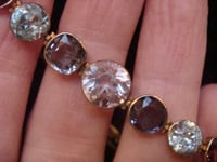 Image 8 of EDWARDIAN 9CT HARLEQUIN MULTIGEM ZIRCON TOURMALINE TOPAZ SAPPHIRE BRACELET