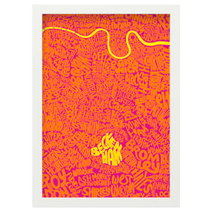 Image of London Pink & Orange Type Map – Select a bespoke area