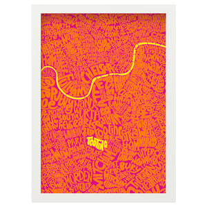 Image of London Pink & Orange Type Map – Select a bespoke area