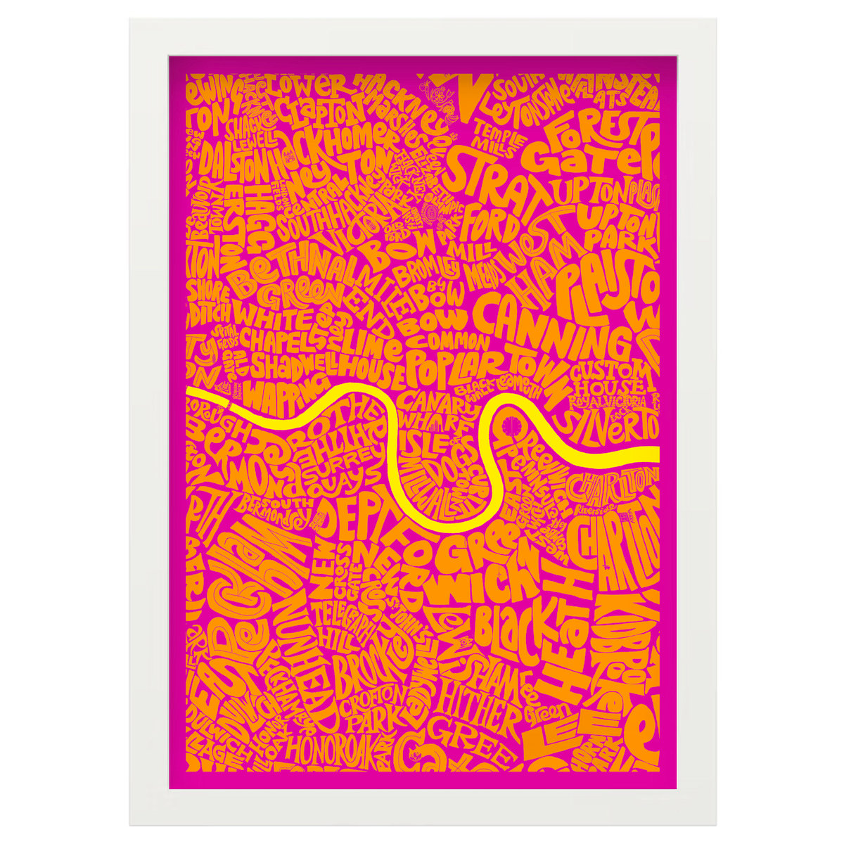 Image of London Pink & Orange Type Map – Select a bespoke area