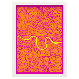 Image of London Pink & Orange Type Map – Select a bespoke area