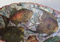 Image 3 of Handmade Paper Mache Bowl with Fish Motif – Recycled Art Decor