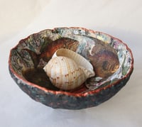 Image 4 of Handmade Paper Mache Bowl with Fish Motif – Recycled Art Decor