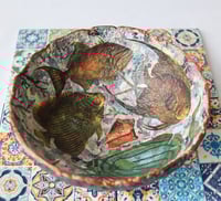 Image 8 of Handmade Paper Mache Bowl with Fish Motif – Recycled Art Decor