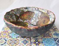 Image 12 of Handmade Paper Mache Bowl with Fish Motif – Recycled Art Decor