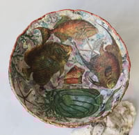 Image 13 of Handmade Paper Mache Bowl with Fish Motif – Recycled Art Decor