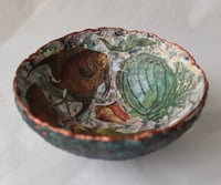 Image 15 of Handmade Paper Mache Bowl with Fish Motif – Recycled Art Decor