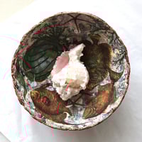 Image 16 of Handmade Paper Mache Bowl with Fish Motif – Recycled Art Decor