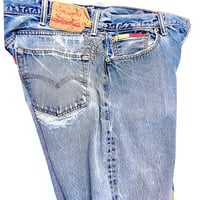 Image 6 of Levi's 501 Custom Retro Button Fly Jeans Patchwork, Signature denim pants SZ 35-30