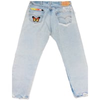 Image 8 of Levi's 501 Custom Retro Button Fly Jeans Patchwork, Signature denim pants SZ 35-30
