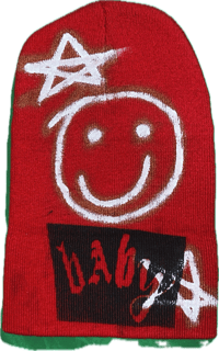 Image 2 of baby FACE beanie [blood red]