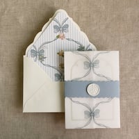 Image 1 of Genie floral bows printed vellum wrap for 5x7 card  | pack of 10