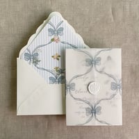 Image 4 of Genie floral bows printed vellum wrap for 5x7 card  | pack of 10