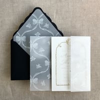 Image 5 of Genie floral bows white printing vellum wrap for 5x7 card  | pack of 10