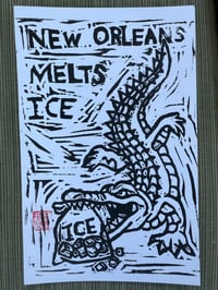 Original Linocut - New Orleans Melts ICE