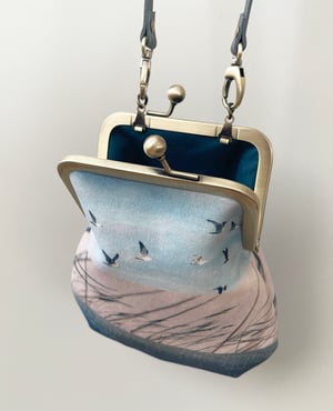Image of Birds and reeds, crossbody velvet bag - fits phone