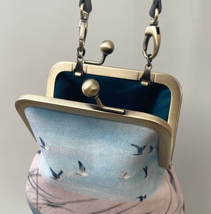 Image of Birds and reeds, crossbody velvet bag - fits phone