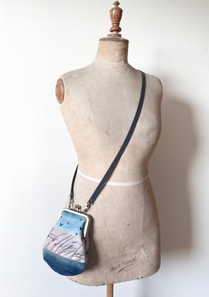 Image of Birds and reeds, crossbody velvet bag - fits phone