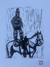 Original Linocut - Courir de Mardi Gras