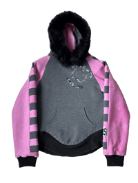 Image 1 of FUR HOODIE UNIVERSITÉ PINK/GREY