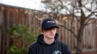 Image 3 of SWEPT TO SEA LOGO CAP - BLACK WITH PINK EMBROIDERY 