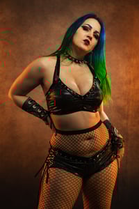 Image 14 of S/M Oil Slick Crop Top and Booty Shorts