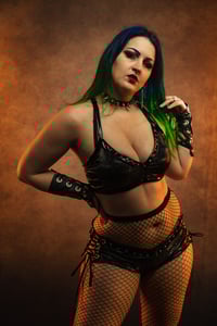 Image 2 of S/M Oil Slick Crop Top and Booty Shorts