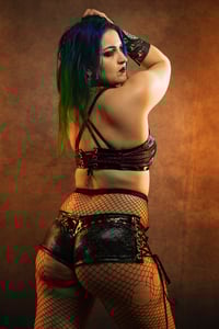 Image 9 of S/M Oil Slick Crop Top and Booty Shorts