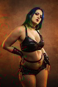 Image 11 of S/M Oil Slick Crop Top and Booty Shorts