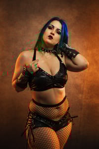 Image 13 of S/M Oil Slick Crop Top and Booty Shorts