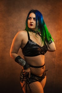 Image 6 of S/M Oil Slick Crop Top and Booty Shorts