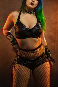 Image 1 of S/M Oil Slick Crop Top and Booty Shorts