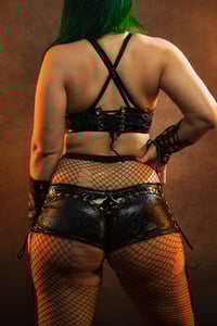 Image 8 of S/M Oil Slick Crop Top and Booty Shorts