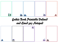 Image 1 of Gothic Book Printable Unlined & Lined 5x7 Notepad