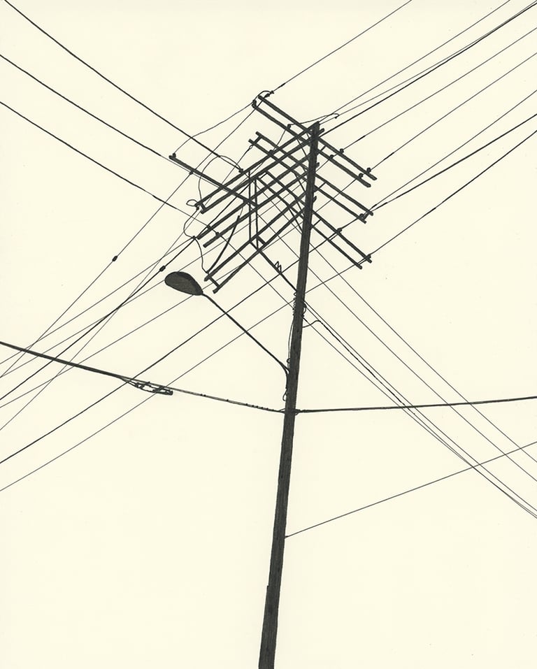 Power Lines Drawing #110 (Detroit, Elmhurst) - ORIGINAL DRAWING